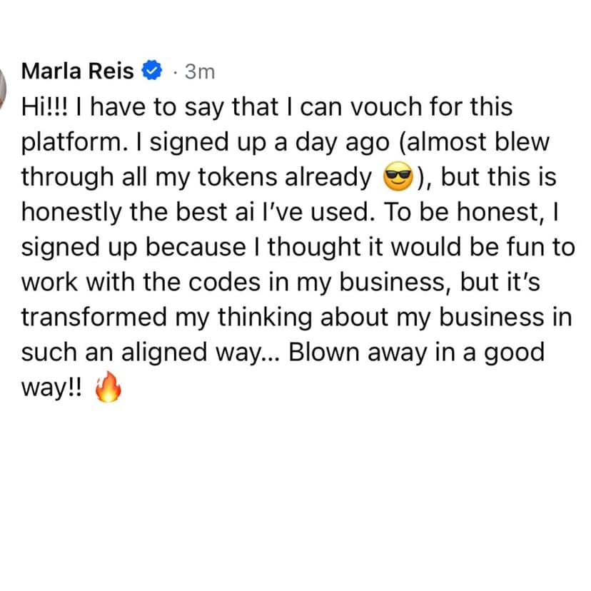 Testimonial — honestly the best AI I've used, transformed how I think about my business