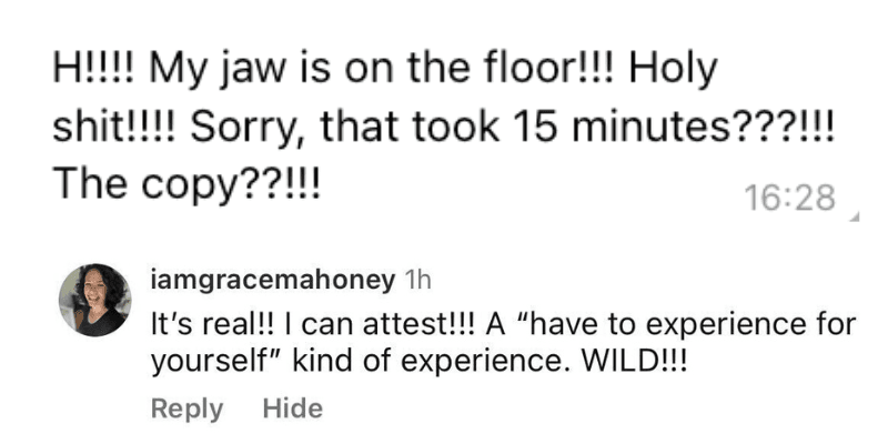 Client testimonial screenshot