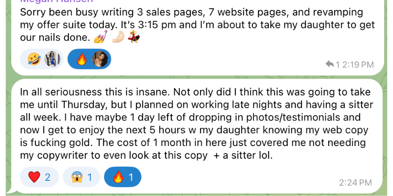 Client testimonial screenshot